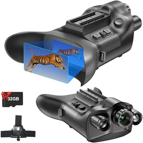 Nachtsichtgerät Kopfhalterung mit Entfernungsmesser,Dowesyeen Digitales 4K Nachtsichtgeräte Kopfmontage,6000mAh Ricaricable,6 X Zoom fernglas Nachtsicht und Tag IR-Beleuchtung für Jagd,Beobachtung