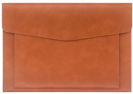 Buwico A4 Leder Dokument Ordner, PU Umschlag Datei Organizer, Reise Portfolio Halter - Bequeme Dual-Layer-Hochkapazitäts-Dateitasche für Büro, Business, Schule und Reisen (Brown)