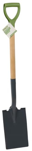 Kinzo Pelle de Jardin 105 cm - Bêche avec Manche en Bois et poignée en Plastique - Outil de Jardinage pour Creuser, enlever Le Porte-greffe, Le terrassement et Le Compost