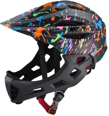 LIXADA Kids Full Face Bike Helmet with LED Light Adjustable Breathable Toddler Lightweight 16 Vents for MTB Skateboarding Scooter Cycling 52-56cm (M)