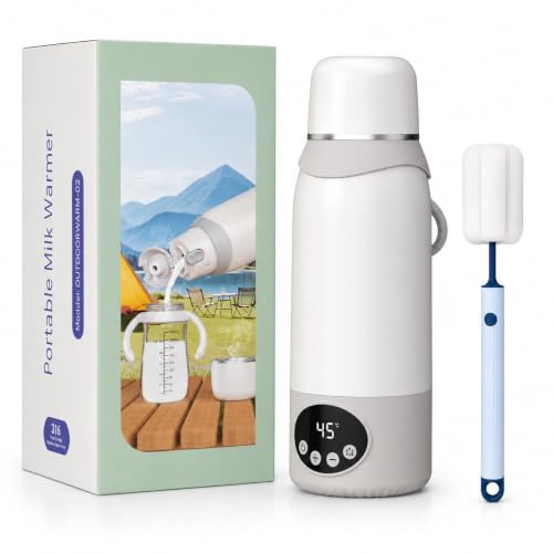 Chauffe Biberon nomade 500ML de voyage, Couvercle-tasse inclus, Batterie longue durée, Chauffe en 3 minutes, Contrôle précis de la température