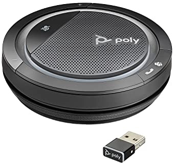 Poly mobiler Konferenzlautsprecher 'Calisto 5300-M' mit USB-A Anschluss, inkl. Bluetooth Stick BT600, Voll-Duplex-Audio, Sprachansage, Microsoft Teams, Schwarz