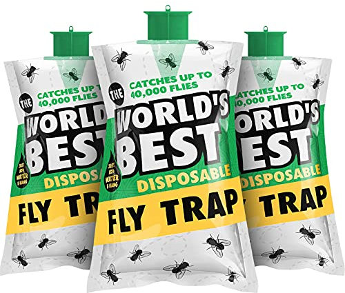 Luigi's World's Best Fly Catcher - Fly Trap Indoor Outdoor - Flies Catchers Outdoors - Garden Flies Catchers with Bait - Disposable Bags Traps - For Domestic and Commercial Use