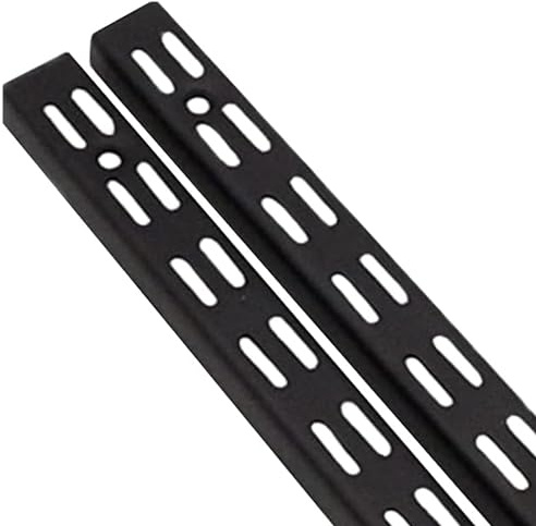 EAI Twin Slot Wall Mounted Upright Shelving - Pack of 2, Black, 170mm | Strong, Heavy Duty Steel Shelf | For Shed, Garage, Indoor Storage | Easy To Install Rack