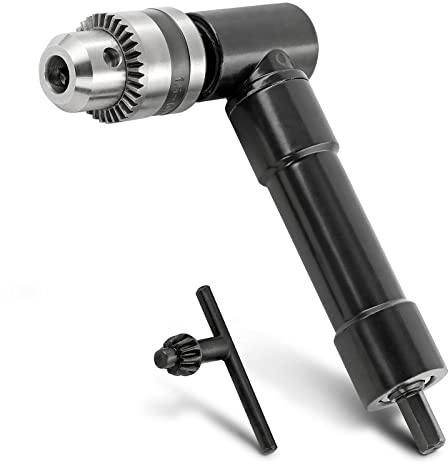 Jamiikury Cordless Right Angle Drill Adapter, 90 Degree Adapter Drill with 3/8 Keyed Chuck and 8mm Hex Shank Power Tool Attachment (Chuck Range: 1mm-10mm)