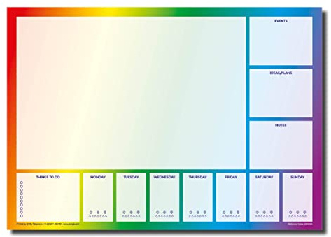Grand sous-main A3 coloré arc-en-ciel et planificateur hebdomadaire, 50 feuilles par bloc, papier épais 90 g/m² (1 bloc)