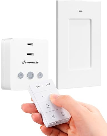 DEWENWILS Wireless Dimmer Plug for Indoor Home Lighting, Remote Control Dimmer Switch, 100FT Range, Plug-in Lamp Dimmer for Dimmable LED/Tungsten Bulbs, ETL Listed,White