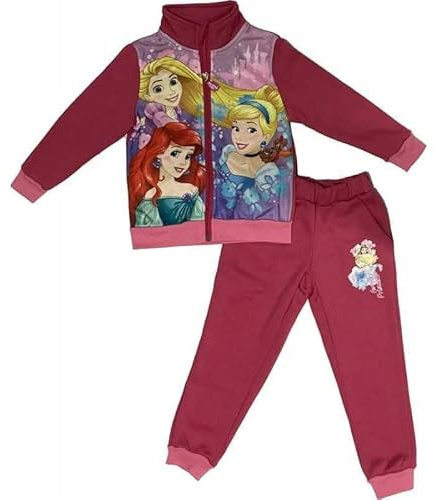 arlis Ensemble jogging Princesse Disney Sweet zippé de couleurs contrastées, image de héros devant. Finitions élastiquées (as4, age, 2_years, regular, Jogging Princesse - A)