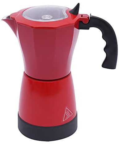 YISSALE Cafetière électrique Moka Olla Espresso Moka Maker Cafetière de 300 ml 6 tasses avec base (rouge)