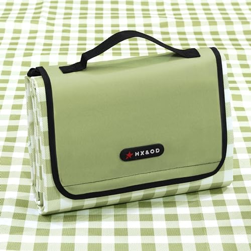 Picnic Blanket Outdoor Extra Large Picnic Mat 80X60 Camping Blanket Beach Blanket Foldable Waterproof Sand Mat Hiking Travel Family Concerts(Green)