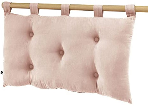 DOCK AVENUE Kopfteil mit 5 Knöpfen, mit Schlaufen, Baumwoll-Gaze, 50 x 80 cm, Farbe: Marshmallow-Rosa