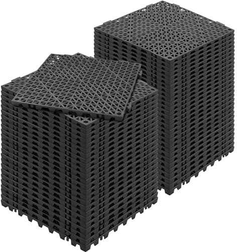 VEVOR Lot de 55 Dalles de Jardin Piscine 30x30x1,5 cm Noir Dalle Clipsable Ajourée Antidérapante en PVC Drainage Rapide Revêtements de Sol Extérieur Intérieur pour Terrasse Cuisine Spa Salle de Bain