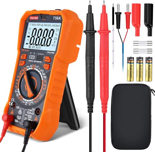 Multímetro Digital YIQIYIBO, TRMS Manual Rango Polímetro 9999 Cuentas Multimetro, Polímetro Mide Voltaje y Corriente CC/CA, Continuidad, NCV, Resistencia, Diodo, Ciclo de Trabajo, Capacitancia