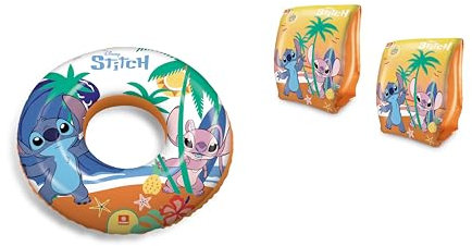 Mondo Toys – Set mit Schwimmflügel und Donut für Kinder, Strand, Sommer, Pool (Stitch)