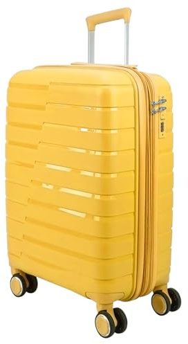 EUES Maletas de Viaje Trolley Rígida (66 x 45 x 28 cm), Maleta de Viaje con Ruedas Giratorias y Cerraduras de Dial Material PP Ligero (Amarillo-M)