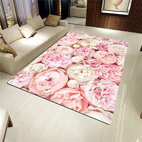 JIEDEDIAM Romantische rosa Rose 3D Teppich Gang Wohnzimmer Schlafzimmer Veranda Küche Badezimmer Teppich Bodenmatte Schlafzimmer Balkon Türmatte