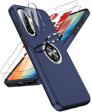 LeYi Coque pour Samsung Galaxy A56 / A36 avec 2 Verre Trempé Vitre Protection, 2 Protection Camera et Anneau Telephone Invisible, Militaire PC et TPU Etui Antichoc Housse pour Samsung A 56 - Bleu