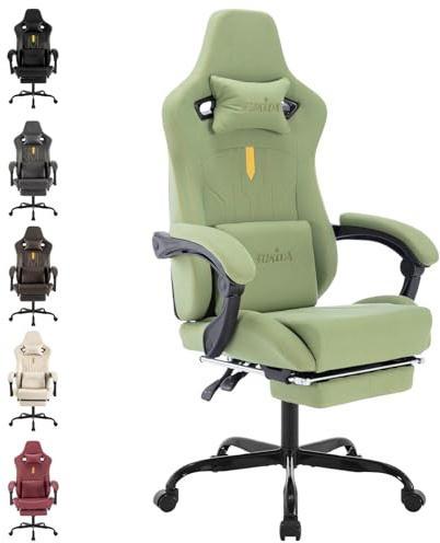 SUKIDA Gaming Stuhl Computerstuhl Ergonomischer Gaming Chair mit Fußstütze Bürostuhl Ergonomischer Computerstuhl mit Lendenwirbelstütze Grün