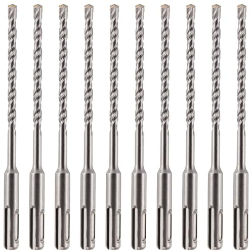 10 Pack Of - 6mm x 160mm Long SDS Plus Hammer Drill Bits, Professional Tungsten Carbide Tipped Masonry Drill Bit For Brick, Concrete, Stone, Granite. 6mm SDS Drill Bit
