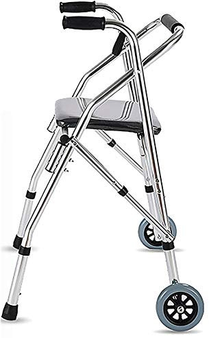 Folding Rollator Rollator Rollator Folding Aluminium Rolling Walker Med Handtag & Sits & 2 Stora Hjul, Portabel Seniors Upprätt Walker För Inomhus Utomhus, Justerbar Höjd, Last 150 Kg