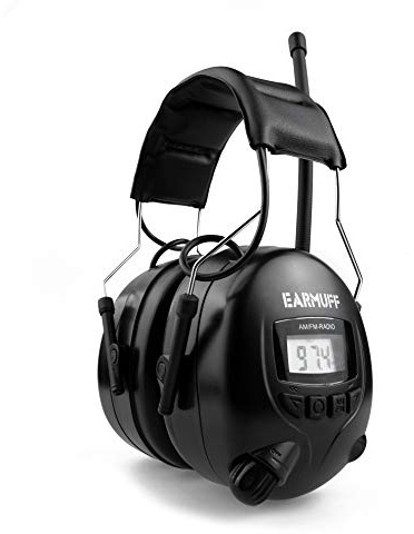 EARMUFF Gehörschutz mit AM/FM Radio, AUX Anschluss & 31 dB Dämmung | Radio hören & Musik vom Handy abspielen | elektronischer Ohrenschutz für Erwachsene | Schallschutz für Baustellen & Gartenarbeit