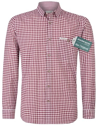 Stockerpoint Camisa Tradicional para Hombre, Rojo (Bordeaux), XL