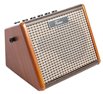 Fame AG-15A Akustikgitarren Verstärker 15 Watt | 2-Kanal | Akkubetrieben | Bluetooth-Schnittstelle | Echo-Effekt | Ideal für Gitarre und Gesang | Leicht und Tragbar