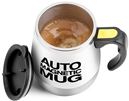 Selbstumrührende Tasse, Lazy Kaffeebecher, Thermosbecher, Automatischer Mischbecher Aus Rostfreiem Stahl Für Kaffee, Tee(Weiß)