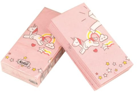 EPRHAY Einhorn-Taschentuch-Papier, 3 Schichten, Rosa, Servietten, Mini-Taschen, Papiertrag, Toilettenpapier, Restaurant, Catering, 100 Stück