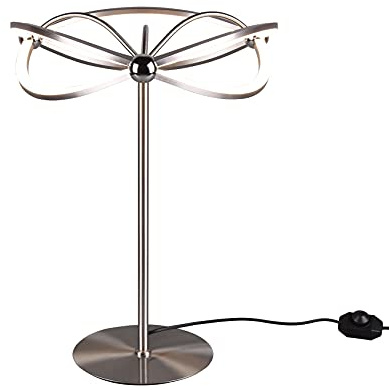 Trio-Leuchten Charivari 521210107 Lampe de table LED en métal nickel mat avec variateur rotatif 26 W