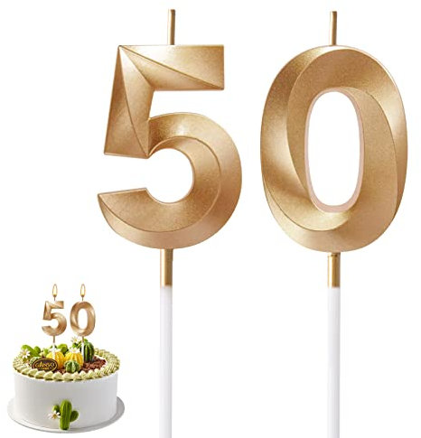 AIYONG 50. Geburtstag Kerzen, Geburtstagskerzen Zahlen 50, Gold Geburtstag Kerzen, 3D Tortendeko, Geburtstagskerze Kuchendeko für Geburtstag Party, Hochzeiten, Jubiläen kuchen Dekoration
