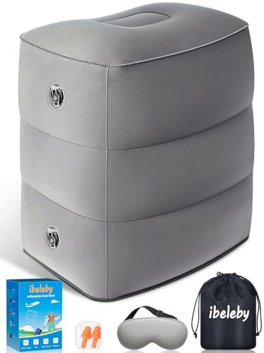 iBeleby® Flugzeug Fußstütze, Aufblasbares Reisekissen für Kinder zum Schlafen, Höhenverstellbares Beinstützkissen in Büro & Zuhause, Reise-Bettkasten für Kleinkinder, Tragbares Reisezubehör für Langen