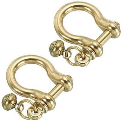 PATIKIL D-Ring Shackles, 2Pcs 13/32 Inch Inside Width Solid Brass U Shape Small Shackles for DIY Leather Craft Replacement