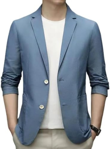 FULUJIDI Blazers Anti-Rides Ultra Mince Glace Soie Costume Veste Hommes Blazer Respirant Stretch Casual Costume Plus La Taille Léger Blazers