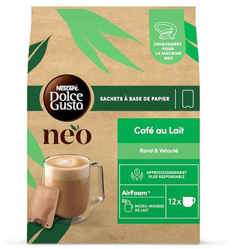 NEO Café au Lait - 60 Dosettes de café (5 boîtes de 12 dosettes) Compatibles uniquement avec les machines à café NESCAFÉ® Dolce Gusto® NEO