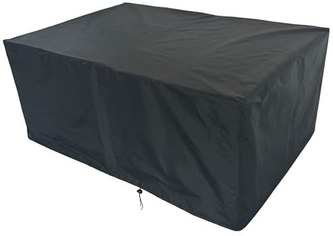 SUEBAIHUO Housse Salon de Jardin Taille personnalisée Tissu Oxford imperméable 300D Housse de Protection Au Vent Anti-UV Bache Table De Jardin Rectangulaire (Noir, Rectangle)