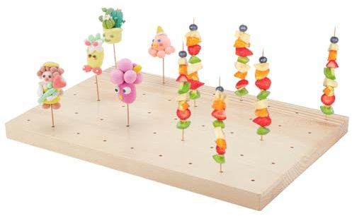 PH PandaHall Présentoir à Brochettes en Bois 45 trou pour Aliments Fruits Brochettes Support Figurines en Argile Plateau de Présentation pour Apéritifs Cocktails Pique Niques Halloween 20x30cm