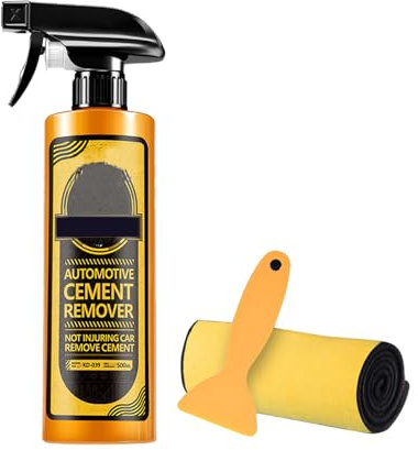 Kit de disolvente de hormigón y removedor de cemento de 500 ml, fórmula fuerte para pintura de coche, vidrio y azulejos, agente de limpieza seguro para pintura y ecológico, incluye raspador y toalla