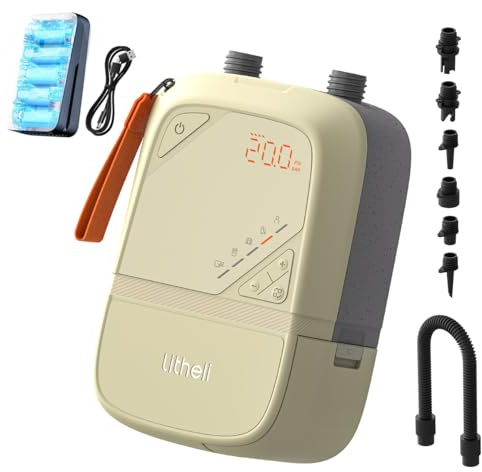 Litheli Bomba eléctrica SUP, 20 psi, con batería de 12500 mAh, recargable, inflación/deflación inteligente, apagado automático, compresor de remo para SUP
