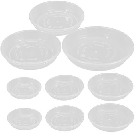 ibasenice 9 Pièces Lot de Soucoupes Plastiques Transparentes pour Pots de Fleurs Supports Robustes et Résistants pour Plantes Intérieur et Extérieur Dessous de Pots avec Bac Récupérateur Eau