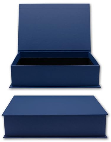 NEUSER PAPIER Caja de regalo con tapa abatible – 4 unidades – DIN A5 – Revestimiento azul oscuro – Interior negro – 245 x 165 x 65 mm – Caja de almacenamiento