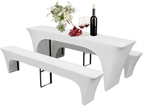 Juego de 3 fundas elásticas para mesas de cerveza, fundas elásticas para mesas de cerveza, fundas para mesas de cerveza, fundas para bancos y mesas de cerveza, para bodas, eventos, fiestas, 220 x 50 x