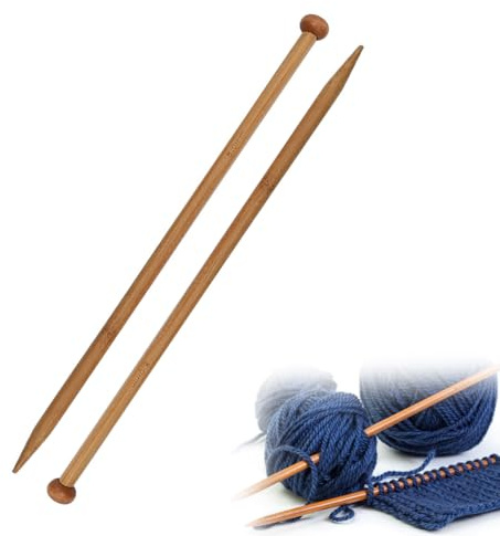 Lahkvor Set di 2 ferri da maglia in bambù, lunghezza 25 cm, set di ferri da maglia in legno, per principianti per maglieria sciarpe, cappelli, coperte (8 mm)