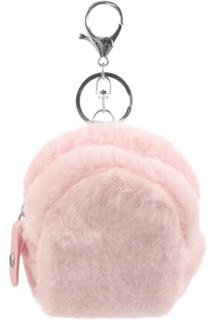 POPETPOP Mini Bolso de Peluche Rosa para Niña, Monedero Llavero y Organizador para Auriculares, Accesorio Funcional para Actividades al Aire Libre