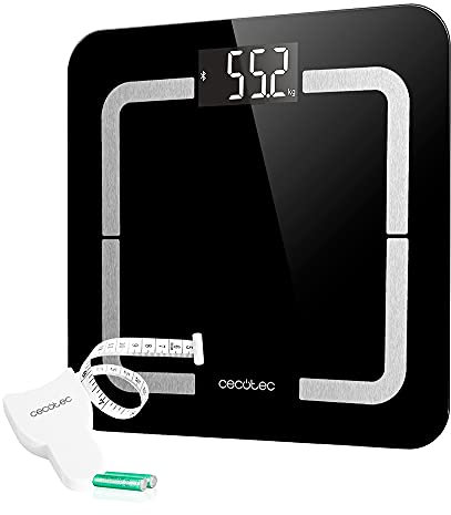 Cecotec Báscula de Baño Digital inteligente Surface Precision 9500 Smart Healthy. Alta precisión, Cristal templado color negro de alta seguridad, Pantalla LCD invertida, 180K