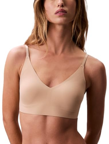 Calvin Klein Invisibles Comfort Lightly Lined Seamless Wireless Triangle Bralette Bra, Bare, Small