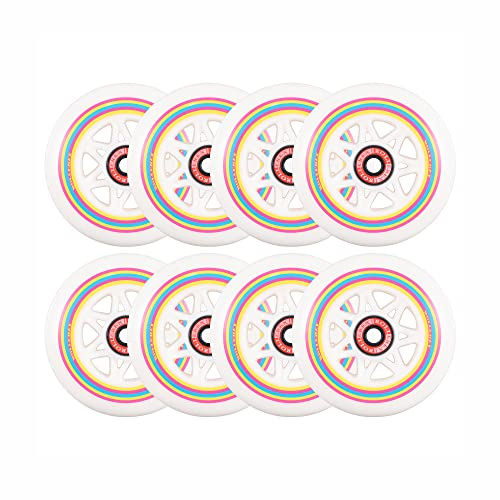 Rollerex Lollipop Boardwalk Inline Skate Wheels (8-Pack) – 85A Polyurethane Indoor Outdoor Roller Blade Wheels – Smooth Ride with Optional Bearings, Spacers & Washers (90mm)