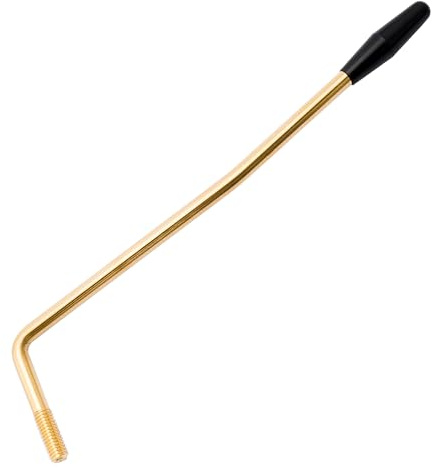 Musiclily Ultra 5,8mm Palanca de Tremolo Arm Enroscar de Acero Inoxidable para Guitarra Eléctrica estilo Squier Strat, Dorado on Punta Negra