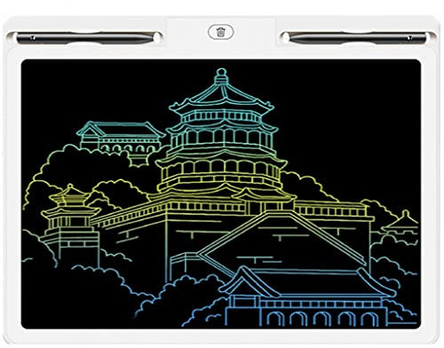 Tableta de Escritura LCD Tablero de Graffiti de 18 Pulgadas, Monocromático/Color bloqueable Pizarras mágicas, Borre el Tablero del Bloc de Notas con un Clic (Color : Blanco, Size : Color 18inches)