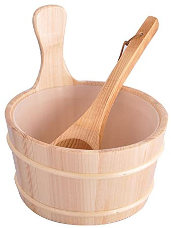 Maodom Seau Sauna | Kit Seau et louche en Bois | Fournitures Bain Seau Sauna 4L pour hammam, Sauna, Salle Bain